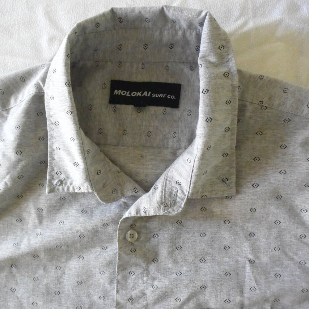 Molokai Surf Co Mens SZ XL Shirt Button Down Short Sleeve Hawaii Surfer